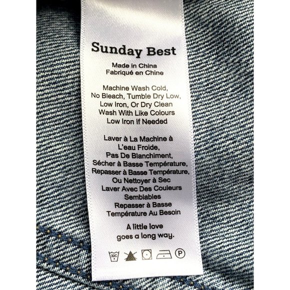 Aritzia Sunday Best Women's Cotton Denim Button Up Embroidery Trucker Jacket S - Picture 12 of 16